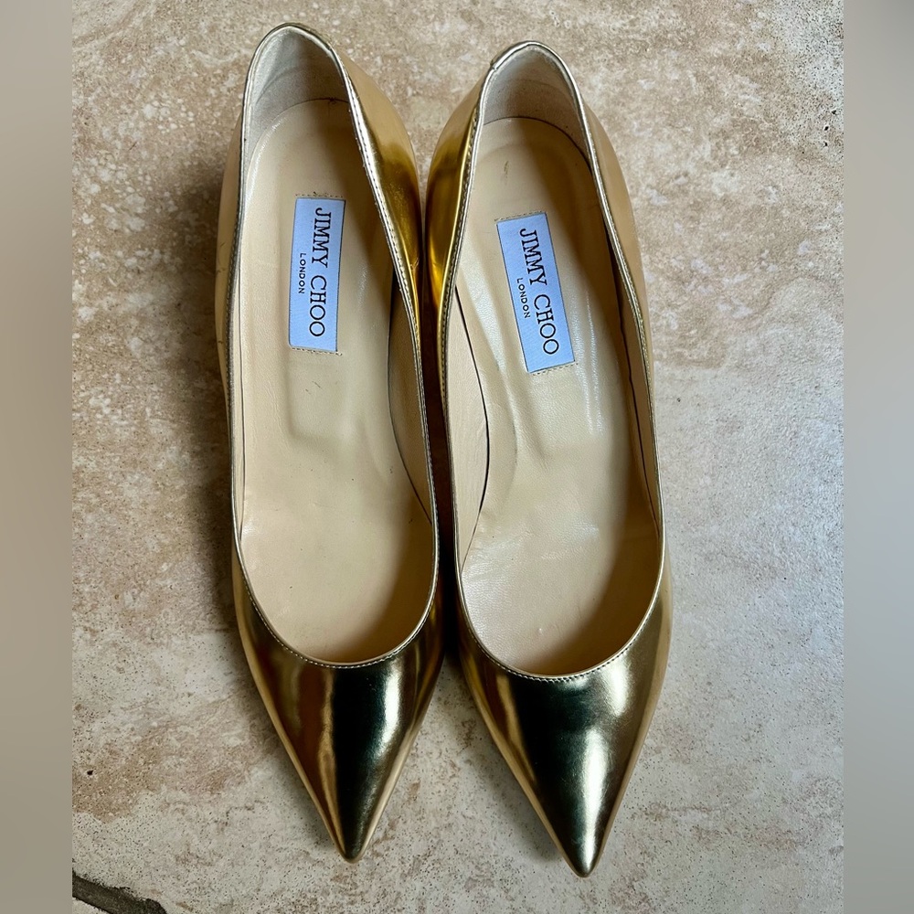 Jimmy Choo Metallic Gold Heels